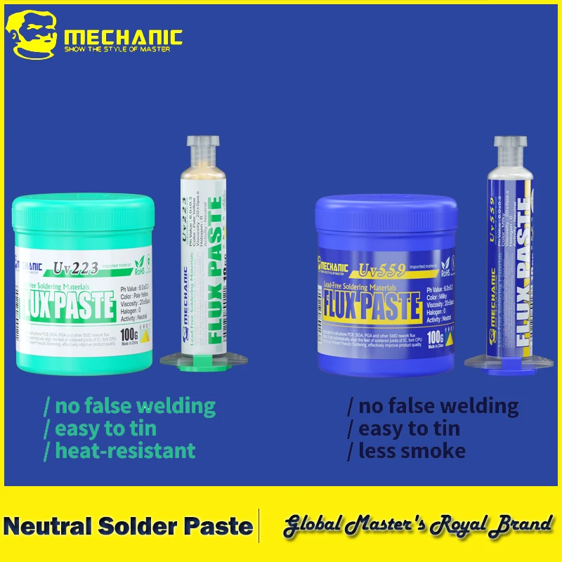 【MECHANIC】 Lead-Free Solder Paste Flux UV559/UV223 NO-Clean Soldering Grease Welding Fluxes BGA PCB Repair Tools