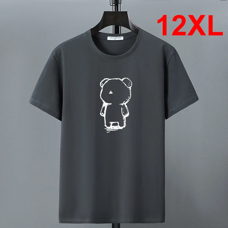 ビッグサイズ10XL 12XL tシャツ夏のtシャツの男性半袖コットンtシャツカジュアルo-ネックtシャツオスのクマプリントシャツクルーネック