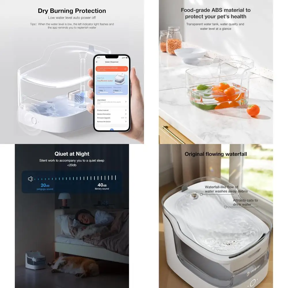 

Фонтан для кошек для питья, 8-слойный фильтр для кошачьего фонтана, ультра-тихий фонтан для домашних животных для собак и кошек, 2,4G Wi-Fi (мармур PF1L)