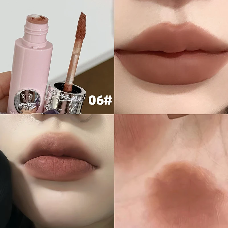 NICEKEY Matte Nude Liquid Lipstick Moisturizing Lipgloss Lasting Lip Mud Soft Silky Lip Stain Natural Makeup 6 Colors Lip Stain
