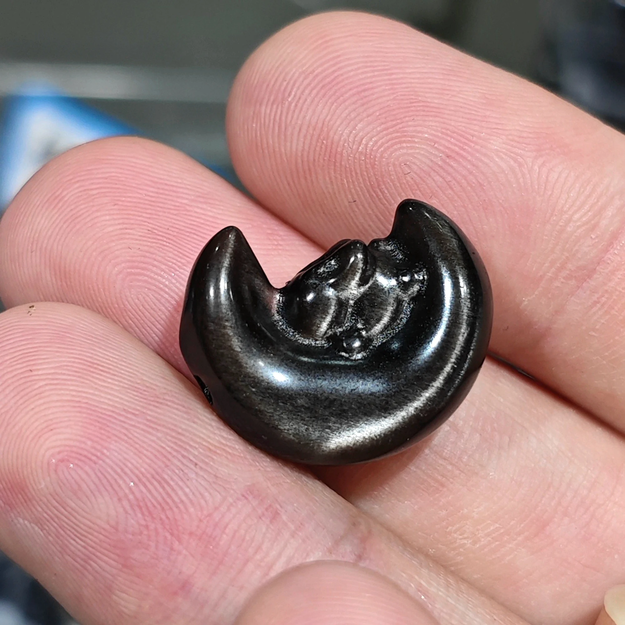 Natural Silver Obsidian Carved Moon Bunny Gemstone Beads 20mm Loose Focal Charm Bead 5Pcs Pack for Handcrafted Jewelry view 5