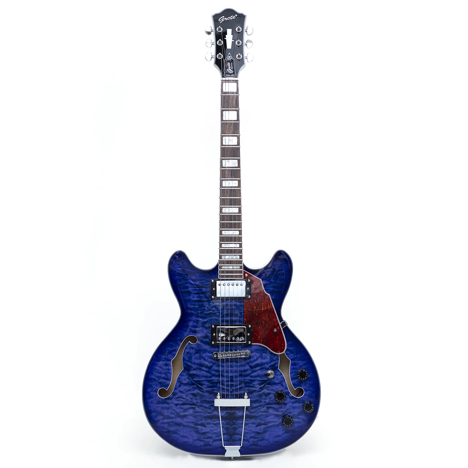 

Grote Blue Burst Maple Jazz Electric Guitar with Double F holes and Rosewood Fingerboard