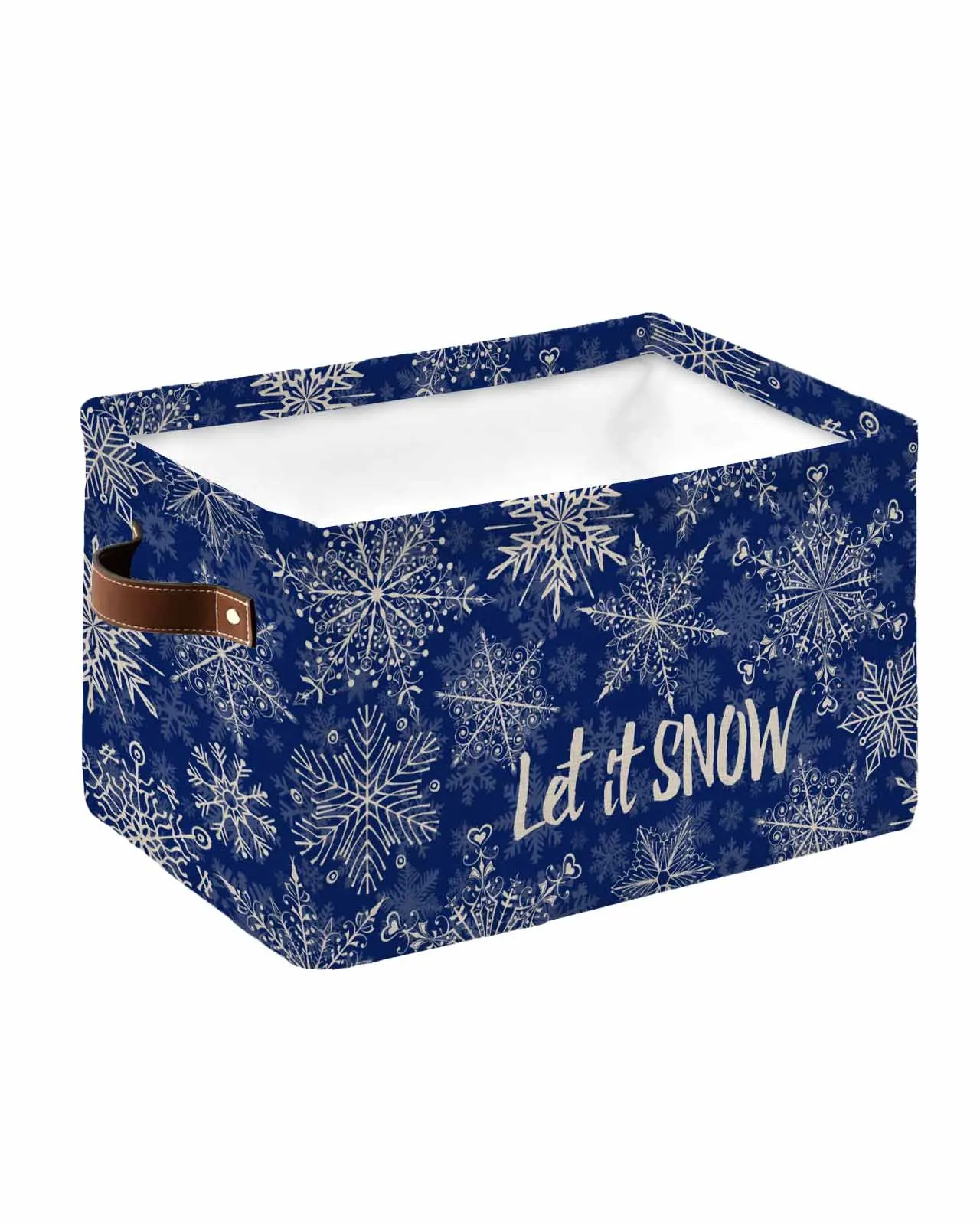 Winter Snowflakes Hand-Painted Waterproof Laundry Basket Folding Clothing Storage Basket Kids Toys Organizer Storage Bucket