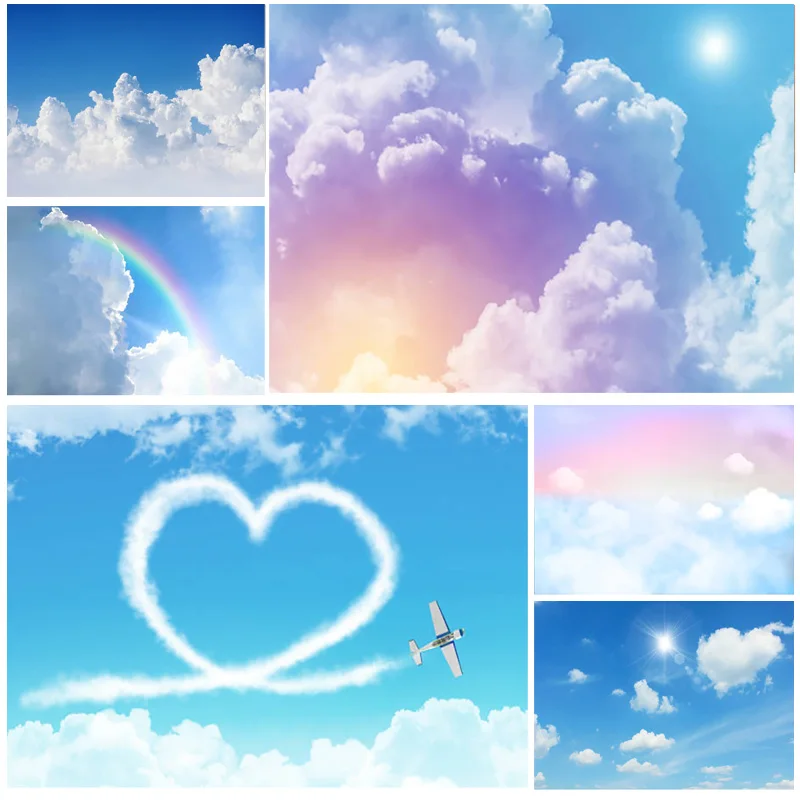 

Natural Scenery Photography Background blue sky white clouds meadow Travel Photo Backdrops Studio Props TKYD-06