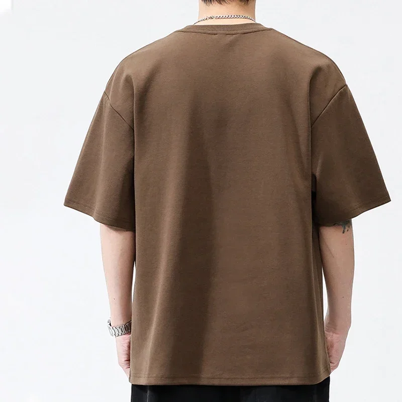الصيف عادية القطن قصير الأكمام تي شيرت للرجال الهيب هوب موضة جيب س الرقبة تي شيرت Hombre Y2K خمر الشارع الشهير القمم