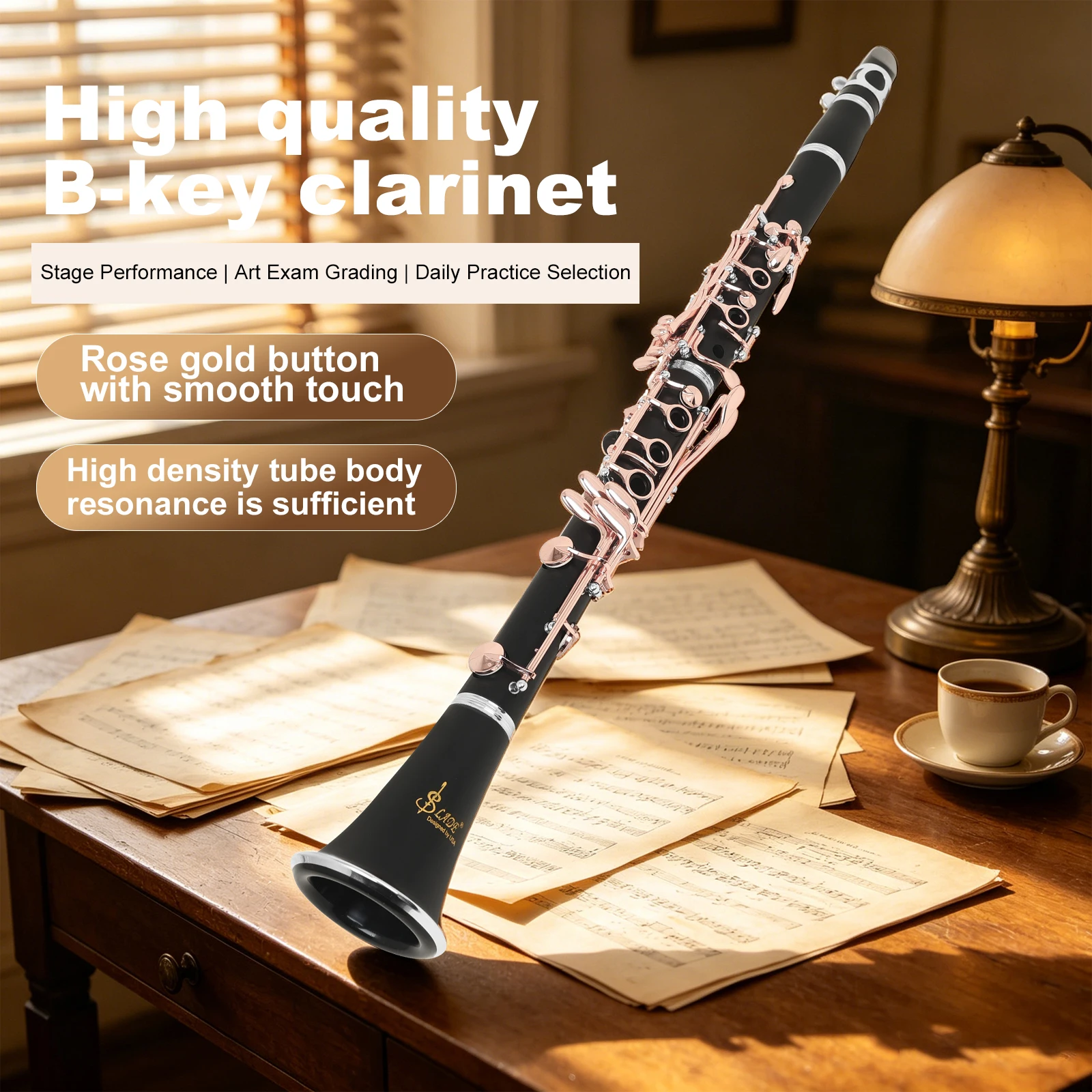 Slade Bb-Klarinette, 17 Klappen, Abs-Korpus, Professionelles Holzblasinstrument Mit Klarinettenkoffer, Handschuhen, Blättern, Ersatzteilen Und Zubehör S6773488A9Eef4Be195337070F06985411