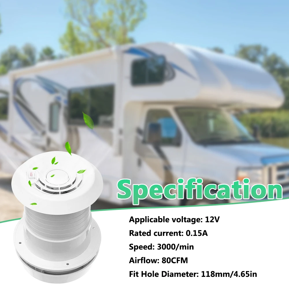 

RV Mushroom Head Exhaust Fan ABS Ventilation Cap Caravan for RVs Motorhomes and Trailers Requiring 12 V DC Ventilation System