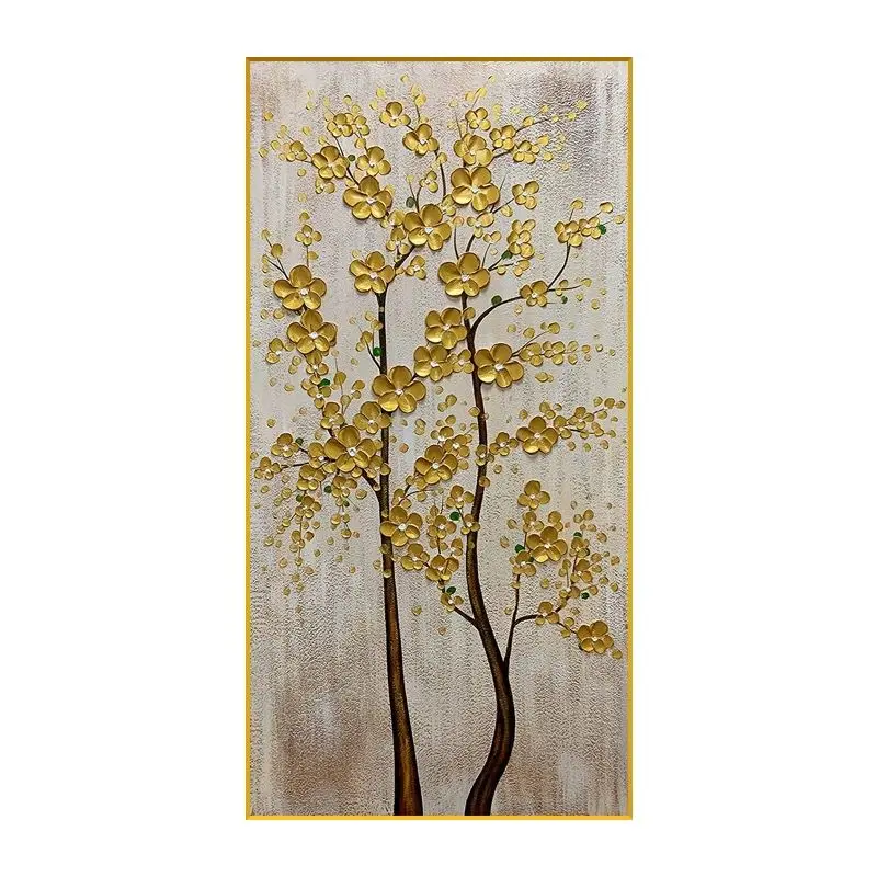 

American Style Golden Wealth Tree Handmade Oil Painting Living Room Decoration Painting Corridor Mural Sofa Background Decoratio