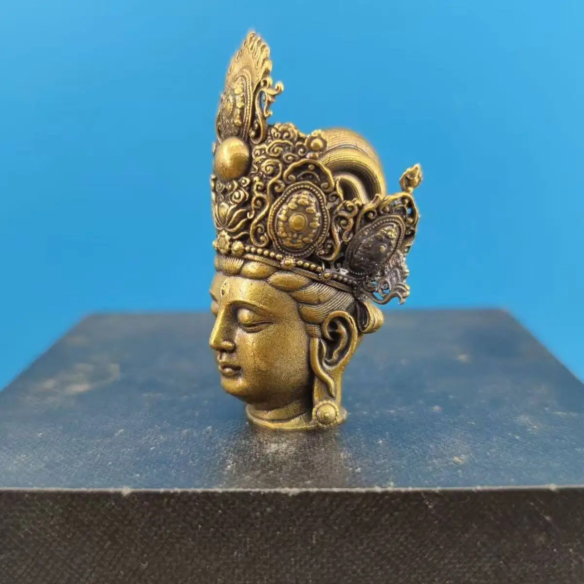 Lingjipsa Model Cundi Buddha Mother Bodhisattva Buddha Head Statue Car Ornament Auspicious Brass Decor for Entrance