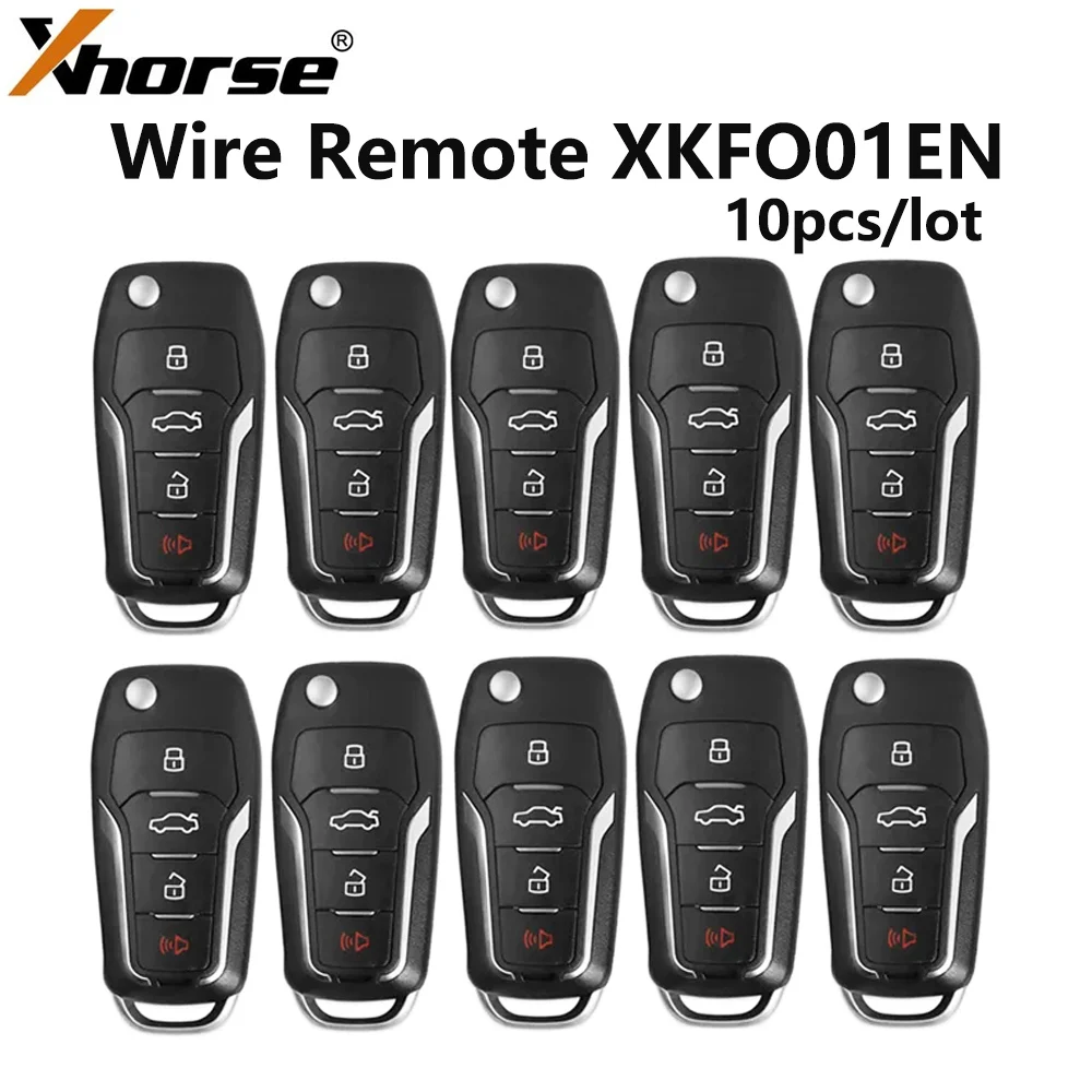 

10pcs/lot VVDI Xhorse VVDI2 for Ford Universal Wire Remote Key Fob 4 Button XKFO01EN X013 Series Unmovable Key King English