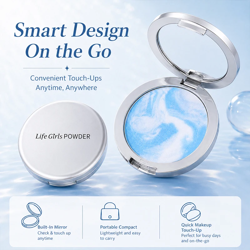 LIFE GIRLS Jelly Pressed Setting Powder Compact, Translucent Oil Control Face Powder, Pore Blurring Soft Focus Finish, Lightweight Long-Lasting Finishing Powder for Smooth-Looking Skin, Shine Control, Daily Makeup and Portable Touch-Ups