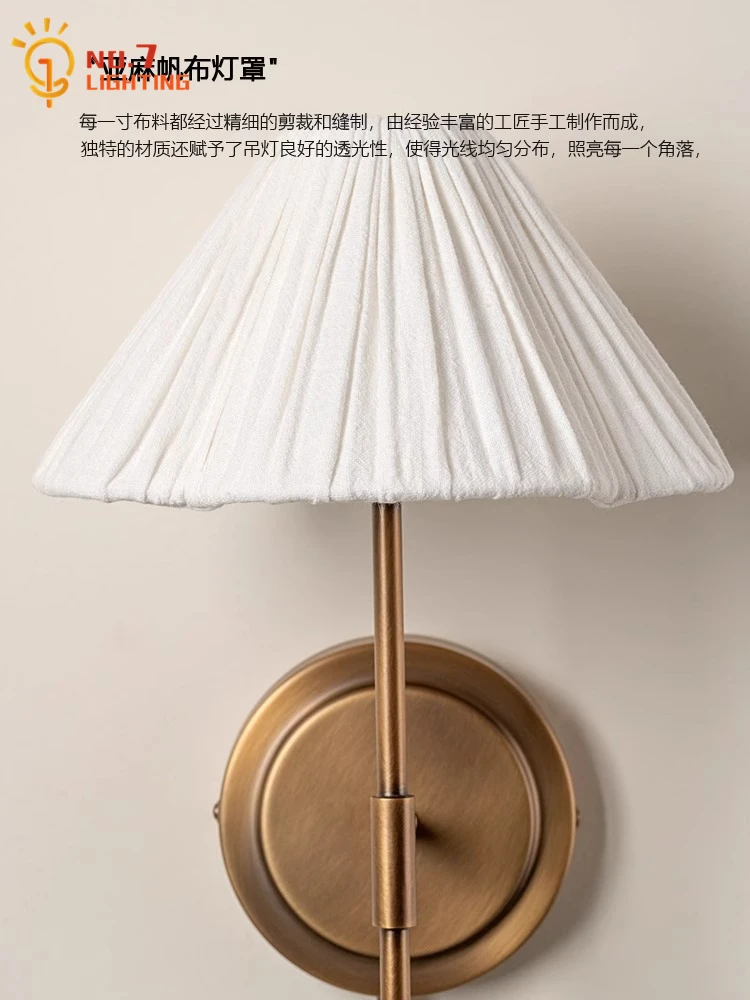 الشمال الحديثة بسيطة النحاس الجدار مصباح مع التبديل LED E27 الكلاسيكية مصمم الحائط فندق الممر غرفة نوم السرير الخلفية