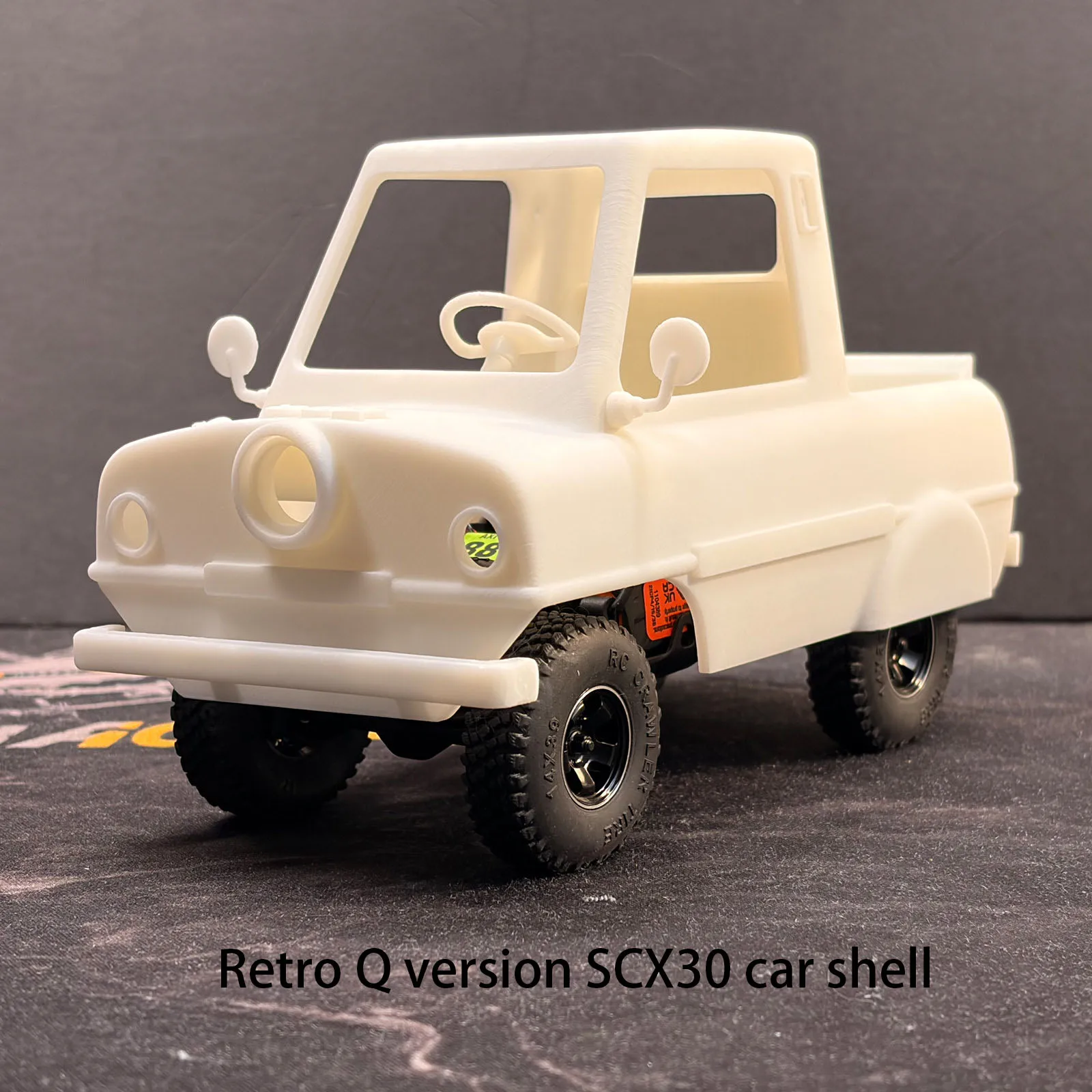 Retro Q version SCX30 shell RC printed climbing car upgrade with interior transparent lamp cup 105mm wheelbase series