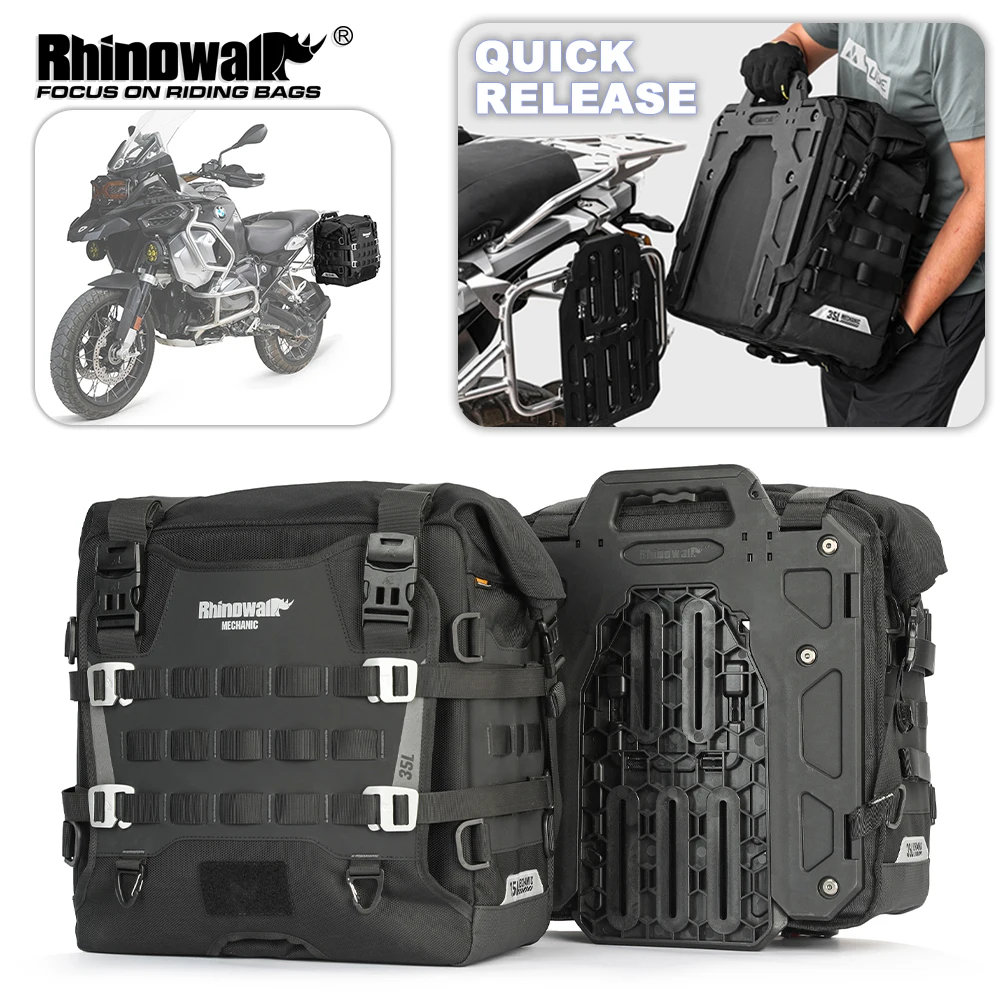 Rhinowalk Motorcycle Side Bag Quick Release Waterproof 35L Anti-Theft With Lock Hole For BMW R1300GS  R1250GS R1200GS S1000XR