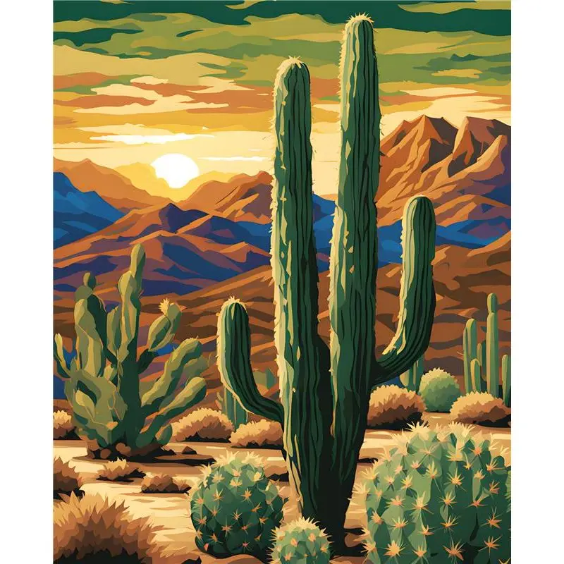 Cactus in desert painting by numbers kit