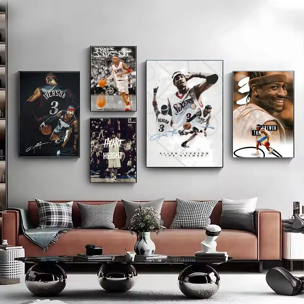Allen Iverson Basketball Poster HD Wall Art Aesthetic Home Decor for Living Room Bedroom Café Office Stylish Gift