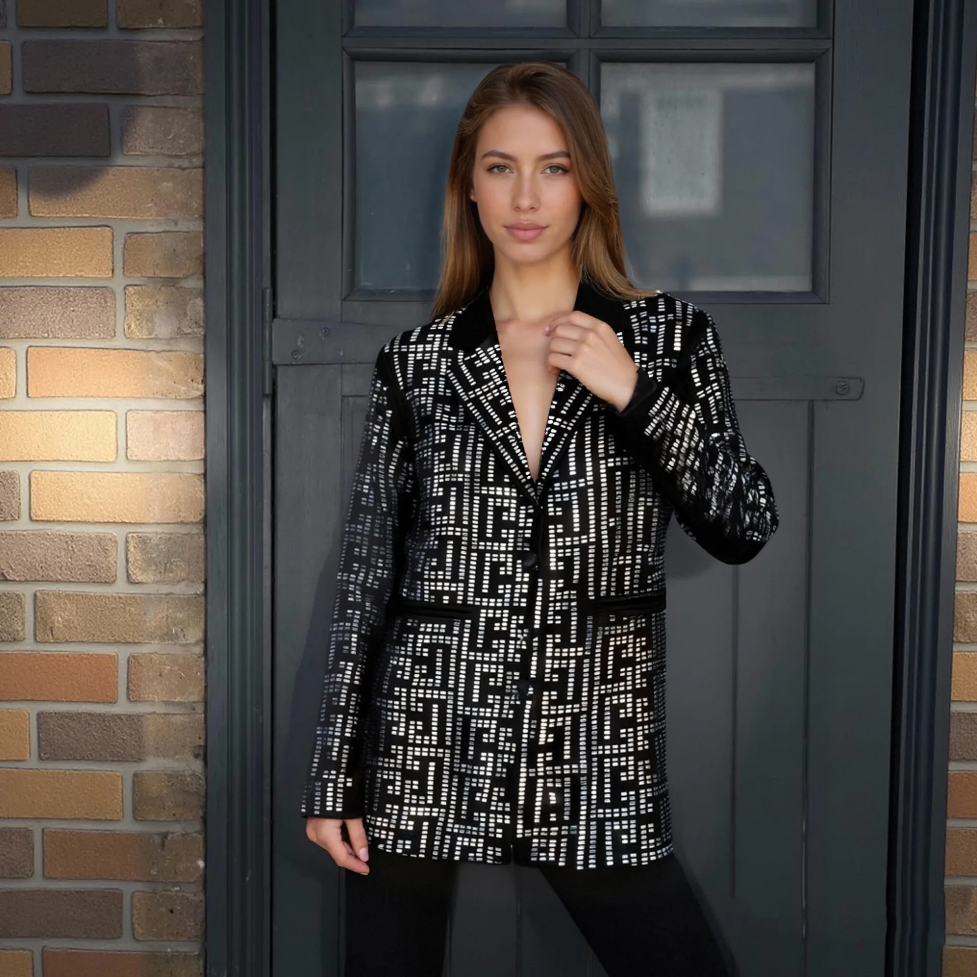 

Luxury Diamond-Studded Women's Suit Coat Light Elegant Autumn Fashion Elegant