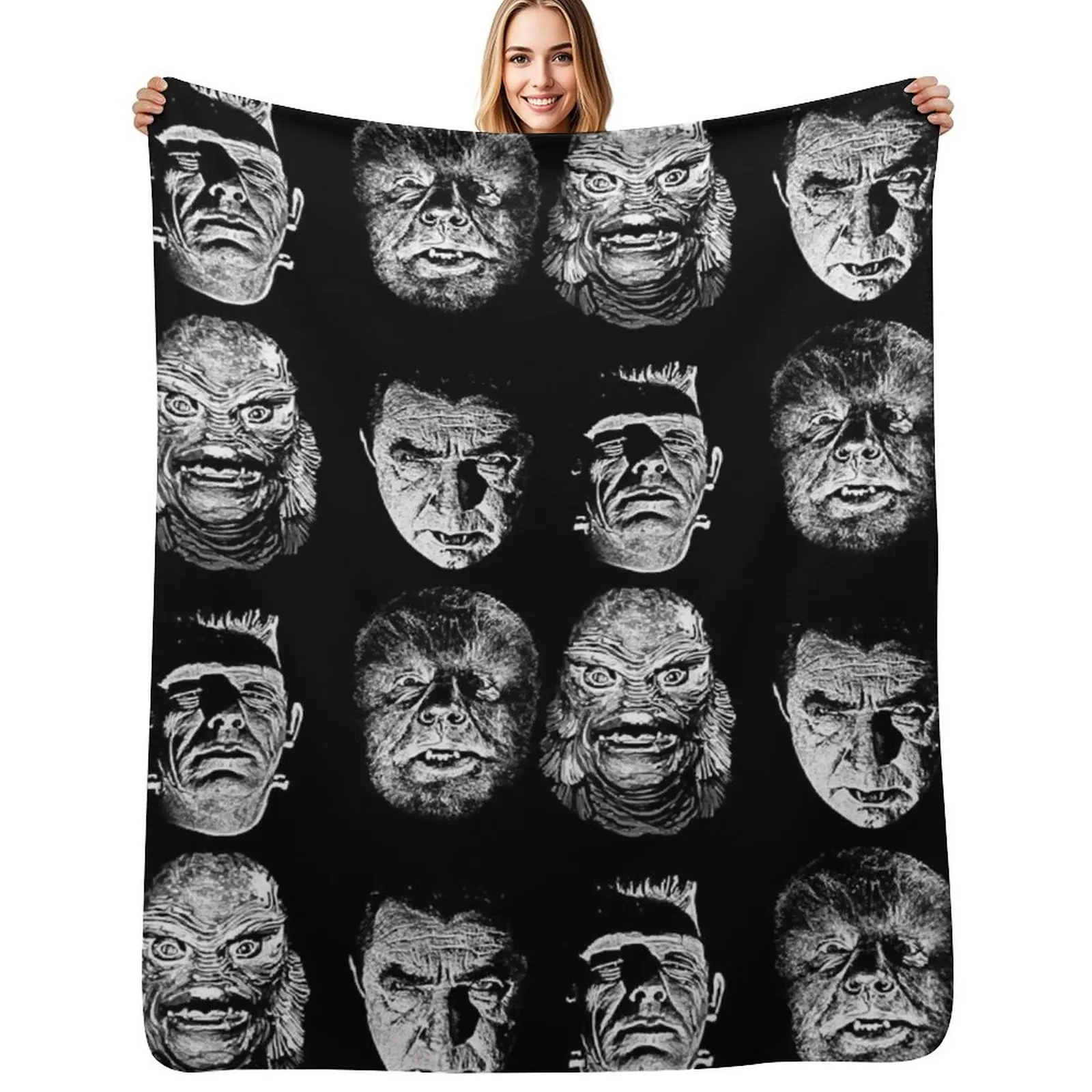 Universal Studios, Monsters, Monster Mash, dracula, wolfman, frankenstein, creature Throw Blanket Bed linens for winter Blankets