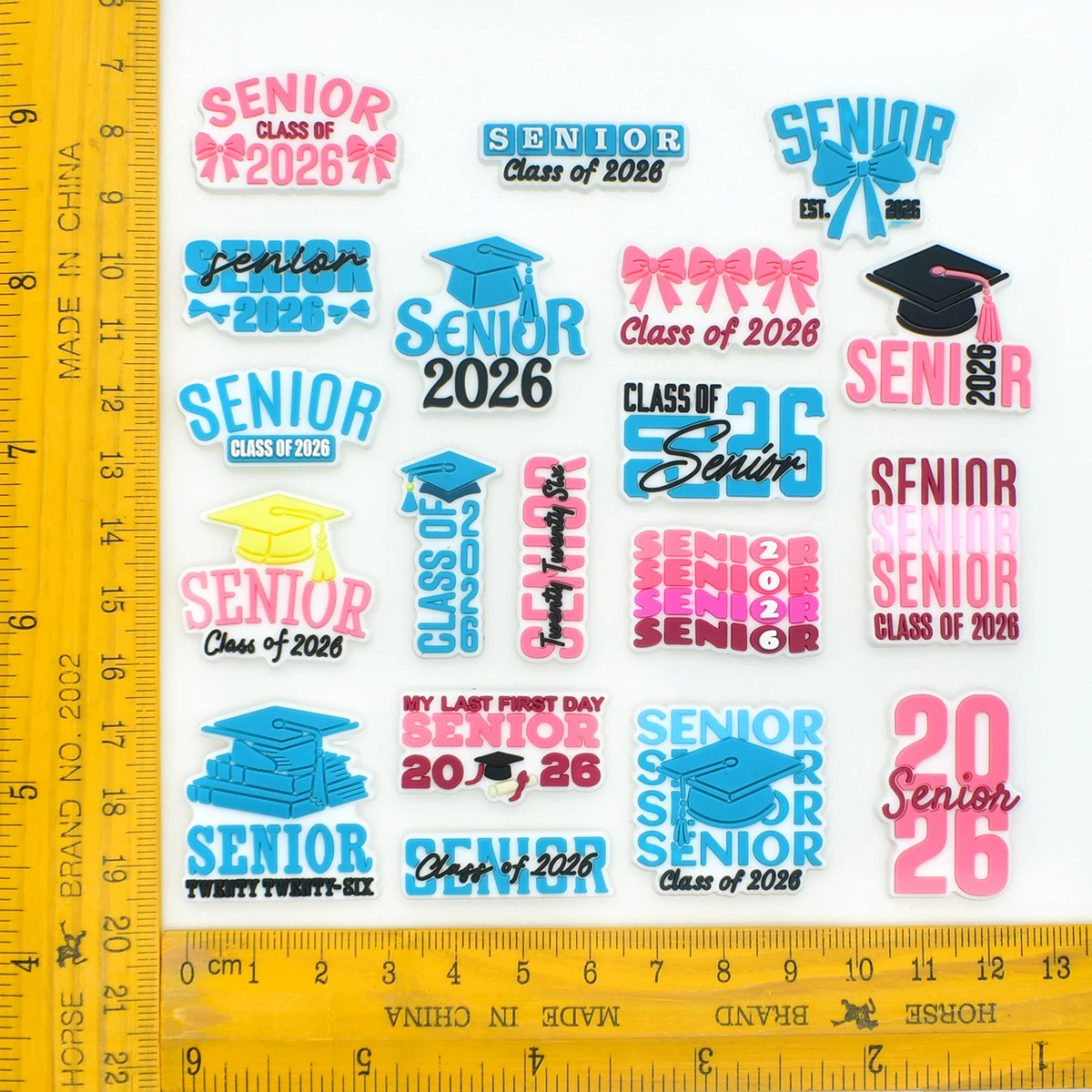 19pcs Graduation Season Shoe Charms 2026 Spring Shoe Accessories Fit Clogs sandal Garden Shoe Decorations Buckle for Party Gifts