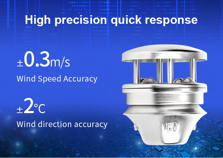 Firstrate FST200-204 9-24VDC 0~60 M/s CE Rohs 0-360C Degree Digital RS485 Anemometer Ultrasonic Wind Speed and Direction Sensor