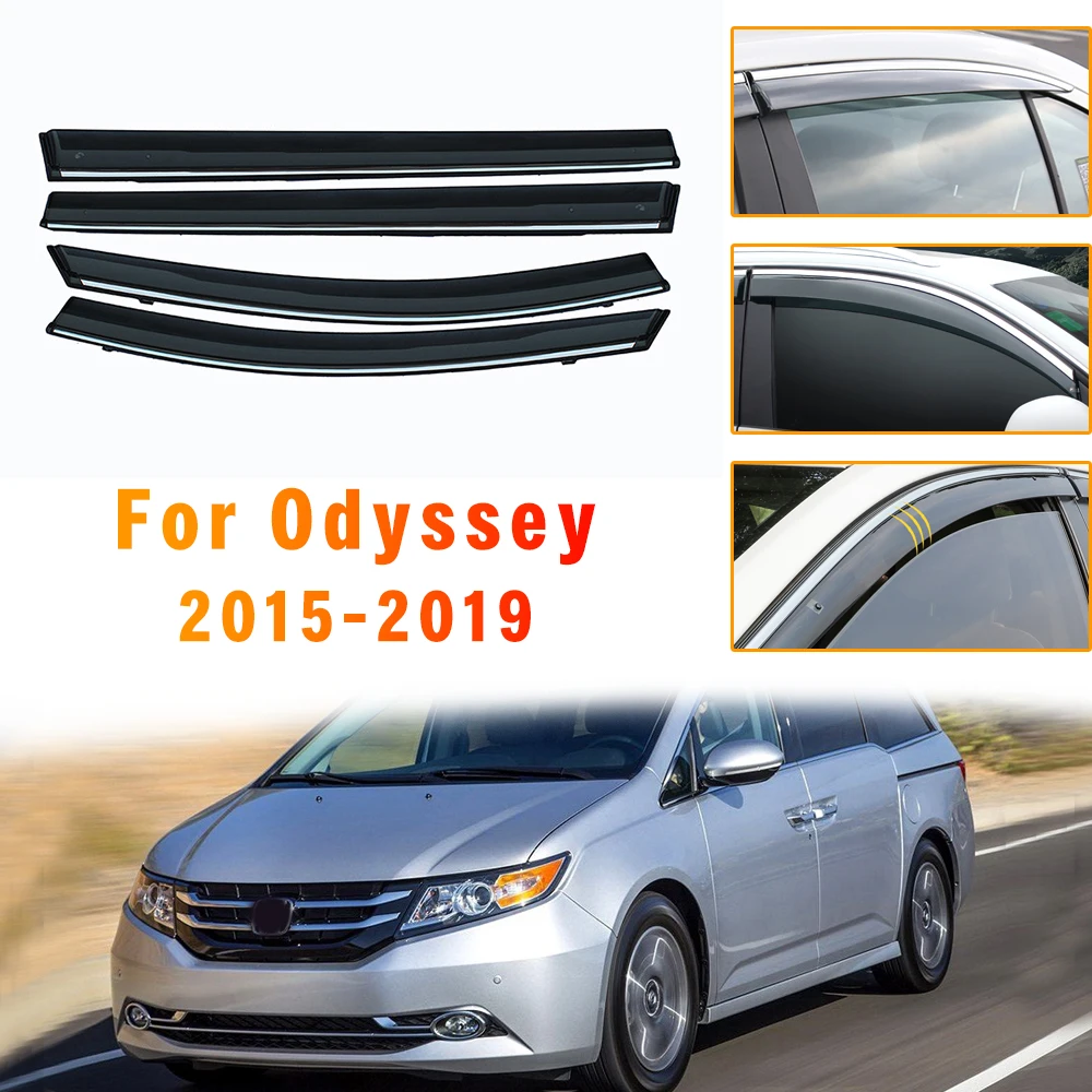 Window Sun Rain Visor Deflector Guard Car Styling  For Honda Odyssey 2015 2016 2017 2018 2019  Auto Accessories 4pcs ABS Awnings