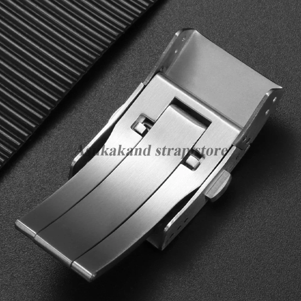 الفولاذ المقاوم للصدأ للطي مشبك 19 مللي متر ل ل لونجين ل HYDROCONQUEST حزام ساعة سيليكون زر مزدوج ساعة الملحقات #2