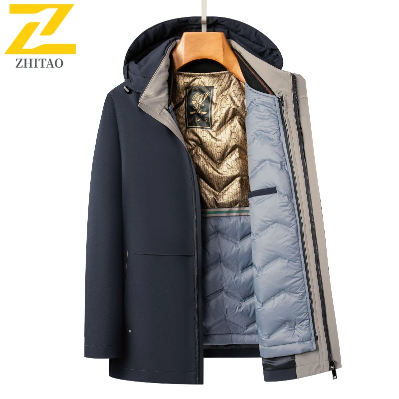 90% White Duck Jacket Men's Winter Luxury Business Warm Detachable Lining Puffer Jacket Male Casual Snow Windproof Hooded Parka