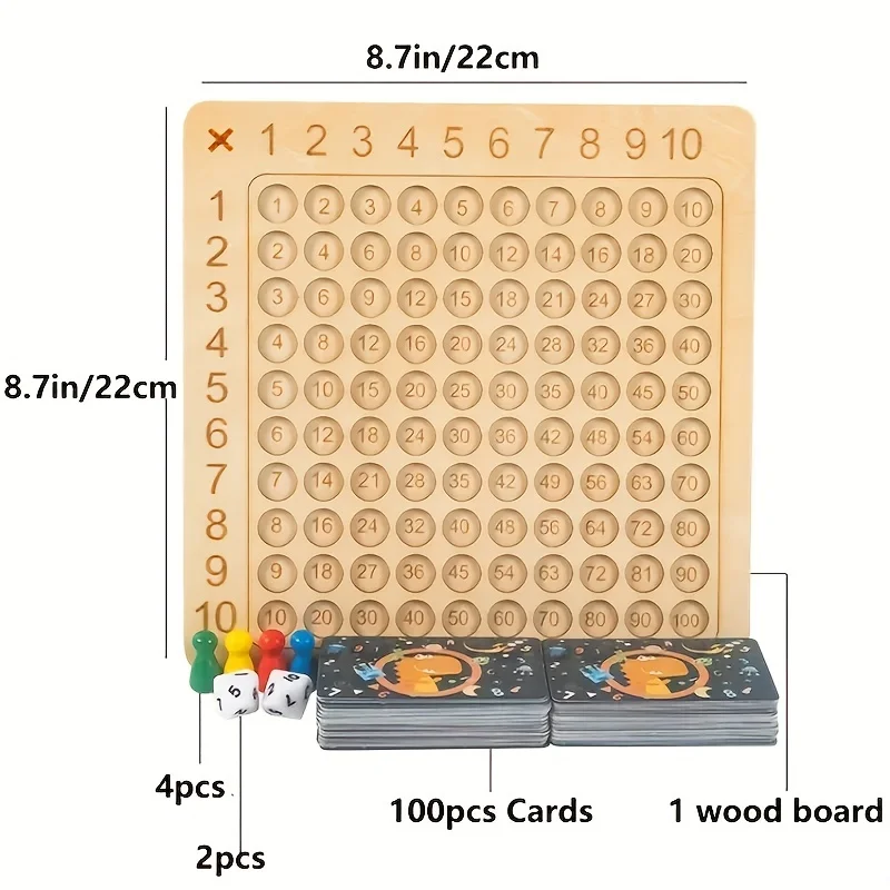 Multiplication Board Game, Wooden Math Multiplication Board Game, Thicken Board, Multiplication Learning Toy, Parent-Child Game