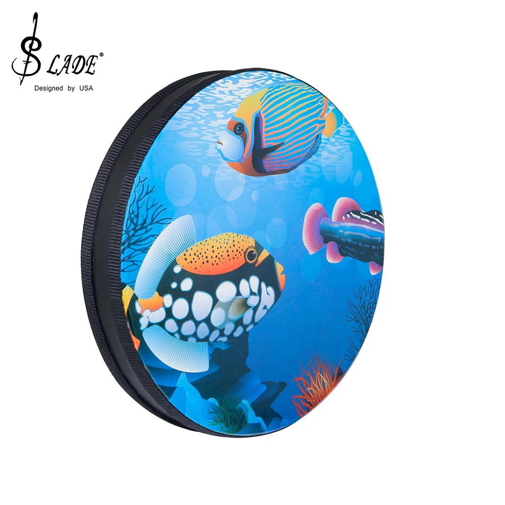 SLADE Orff tambor de onda de mar patrón de peces tropicales pandereta música del océano sonido niños iluminación juguetes musicales tambores de percusión