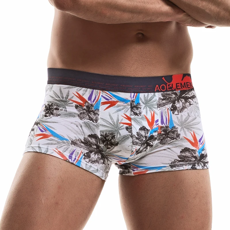 Sous-vêtements pour hommes, quadrants modaux, imprimés sexy, personnalisés, respirants, boxer, taille moyenne tendance, shorts pour jeunes hommes