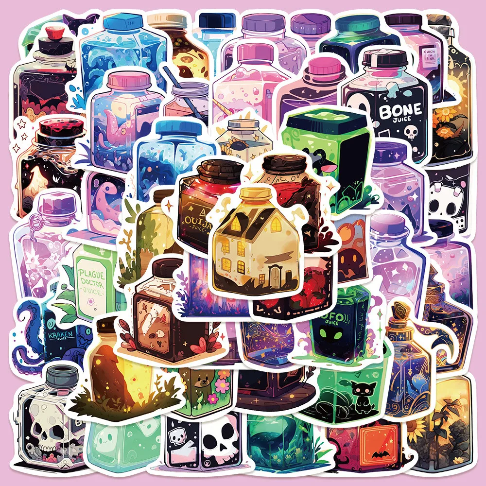50-Piece Cute Magic Juice Stickers - Decorative Decals for Notebooks, Laptops, Journals, Phone Cases(Anime Worlds Store)