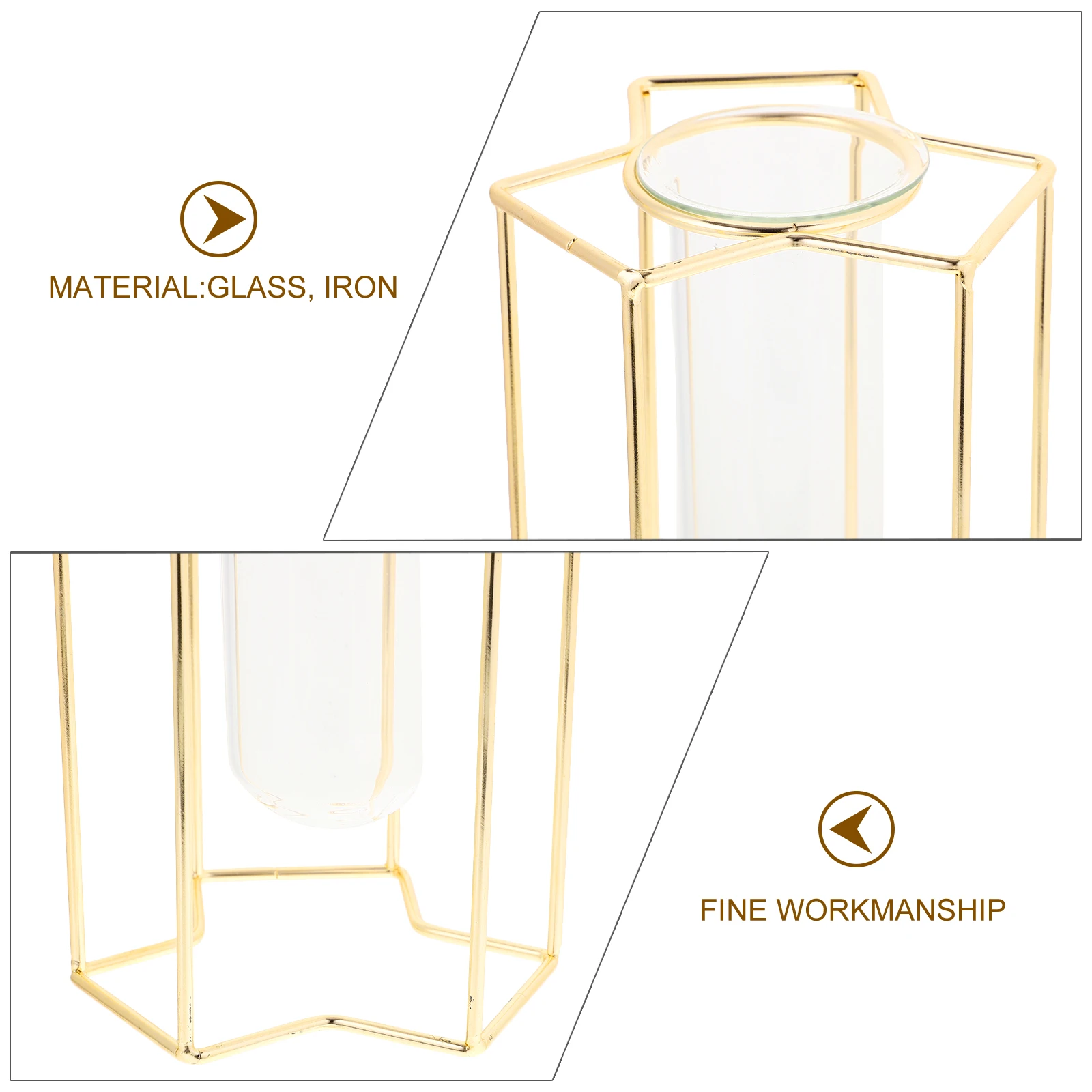 

Artistic Vase for Flowers Decor Smooth Surface Fine Workmanship Home Office Use Rose Gold Tall Glass Modern Style Flower Planter
