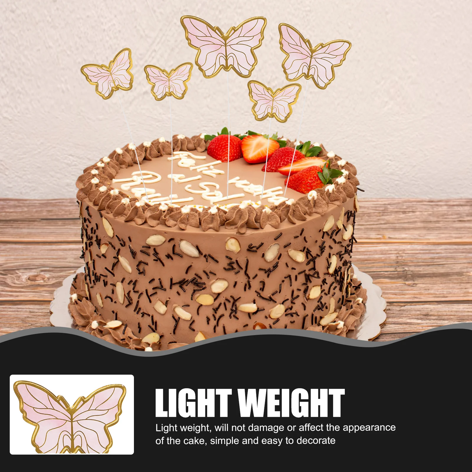 

1Set Cake Decor Butterfly Cake Topper for Birthday Wedding Party Shower Dessert Decorating Delicate Cupcake Inserting