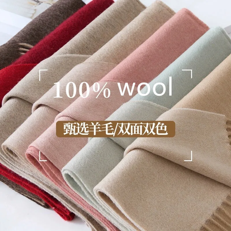 الراقية 100% الصوف وشاح مزدوج الوجهين الباشمينا شتاء دافئ وشاح طويل دافئ شال الرجال وشاح المرأة الكشمير وشاح مع شرابة