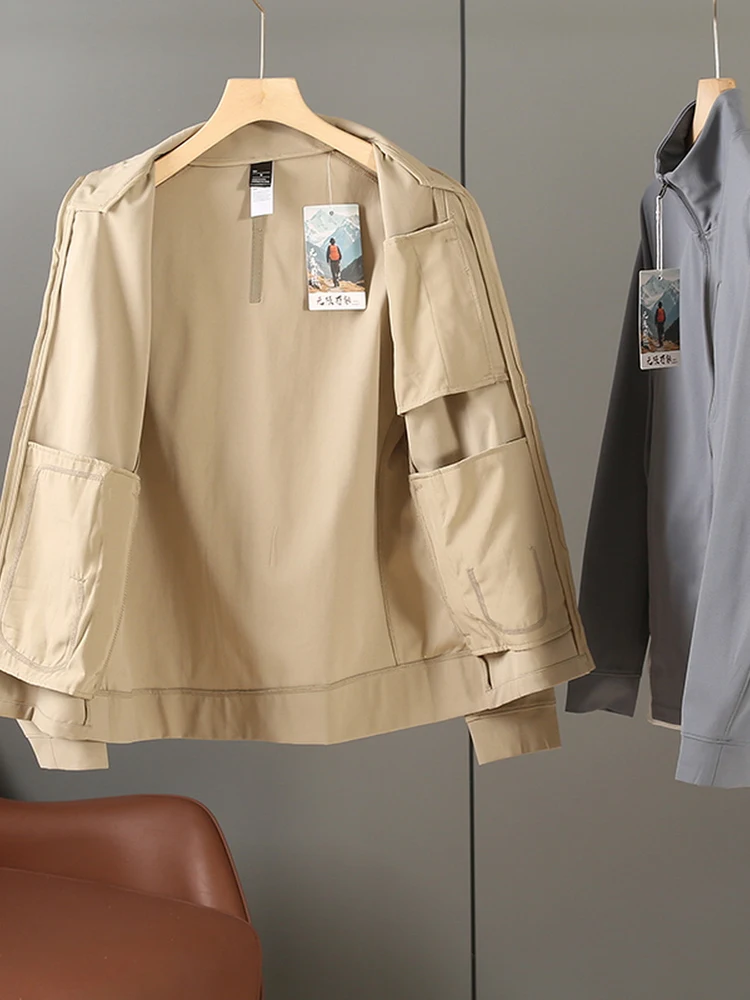 

New Men's Outdoor Sports Casual Breathable Knitted Loose Jaet Spring Autumn Stand Collar Elastic Knitwear Polyester Fiber