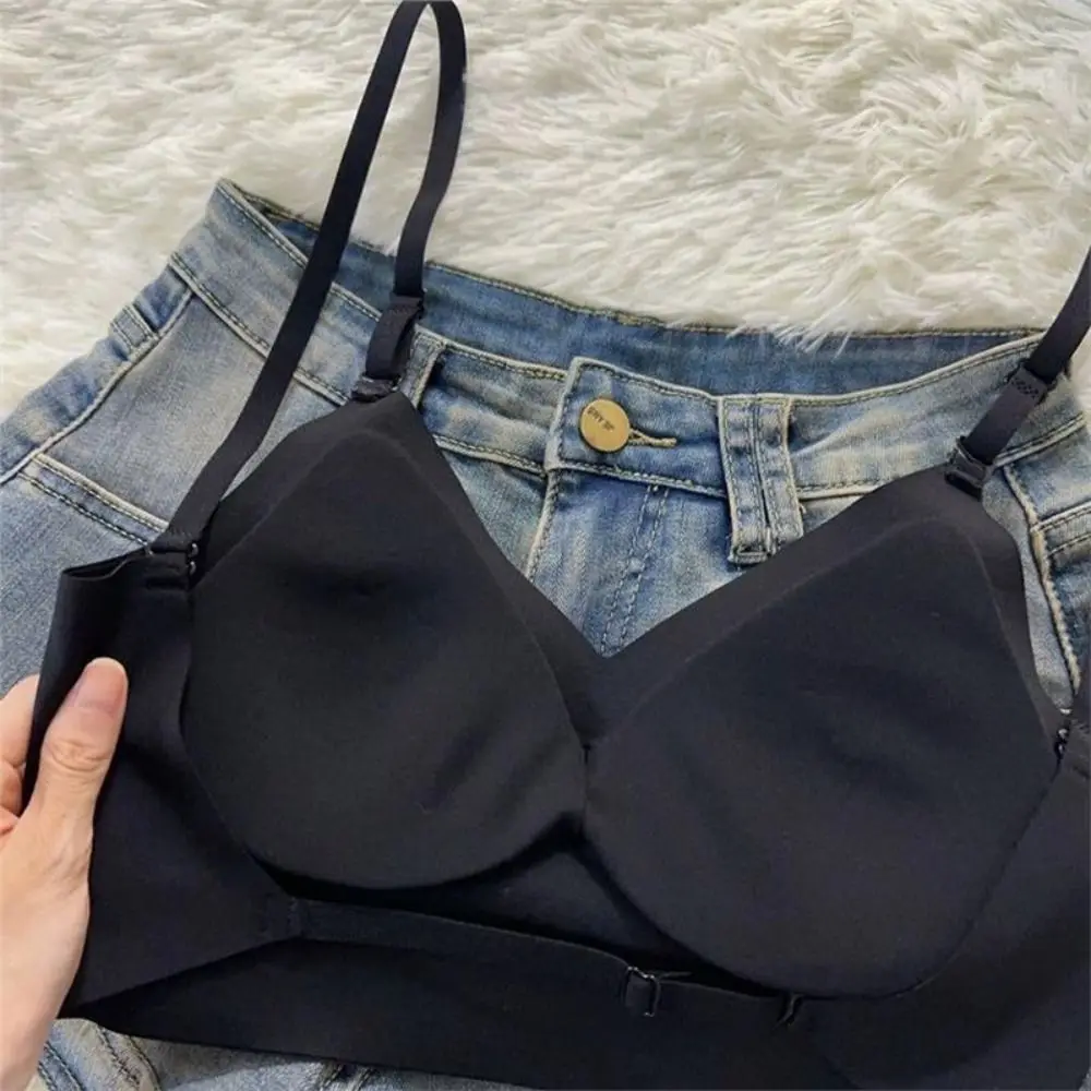 Módní nylonová bavlněná dámská neviditelná podprsenka bez ocelového rámu s hlubokým výstřihem do U, prodyšná podprsenka pro ženy a dívky - náhled 2