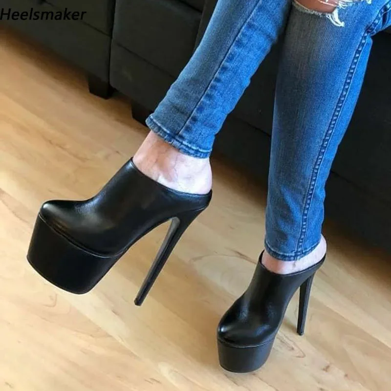 

Sukeia New Women Pumps Matt PU Slip On Round Toe Sexy Stiletto Heeled Black Cosplay Party Shoes Ladies Plus US Size 5-20