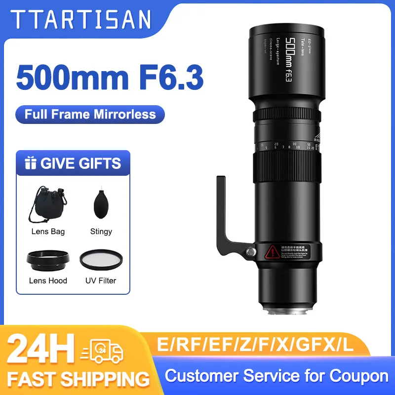 TTArtisan 500mm F6.3 Full Frame Telephoto Lens Manual Focus for Sony E Nikon Z Canon RF Canon EF Fujifilm FX Nikon F Fuji GFX