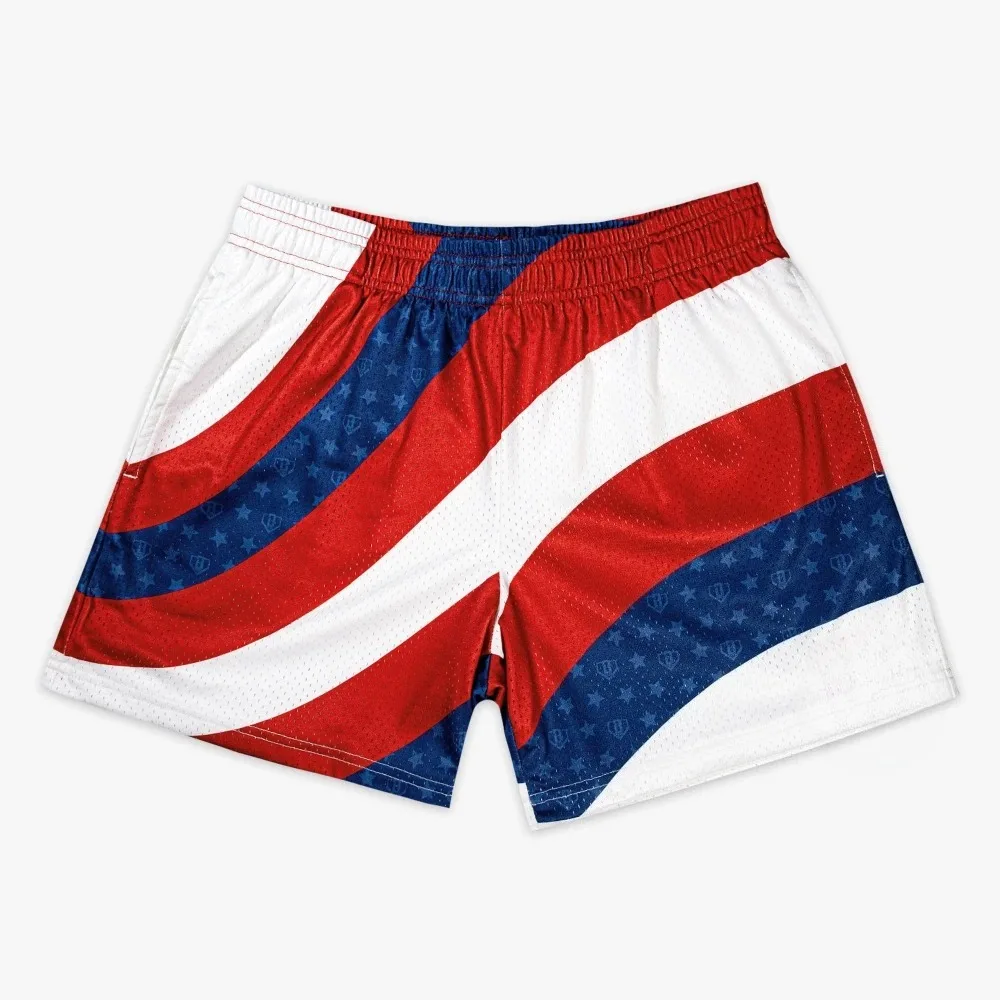 New American Retro American Flag Pattern 3D Print Breath Quick-Dry Men's Shorts Outdoor Street Fashion Beach Parent-child Shorts