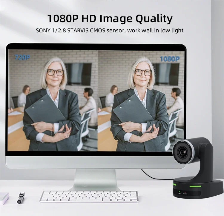 Webcam PTZ 1080p compatibile con vari software utilizzati per streaming live e videoconferenze Webcam