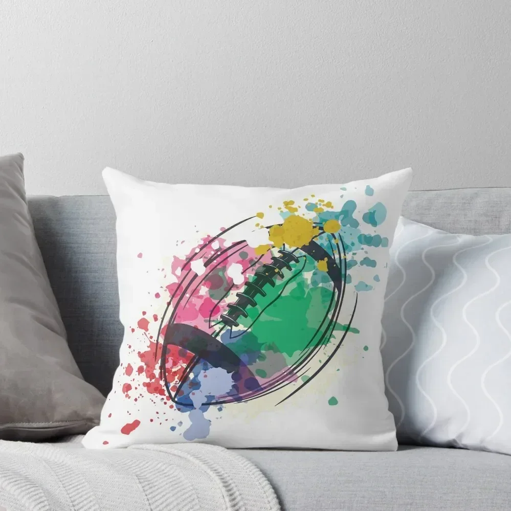 

Watercolor Rugby Ball Design Throw Pillow Cushions Cover Pillows Aesthetic Luxury Room Decorative Cushions Sofas Covers pillow