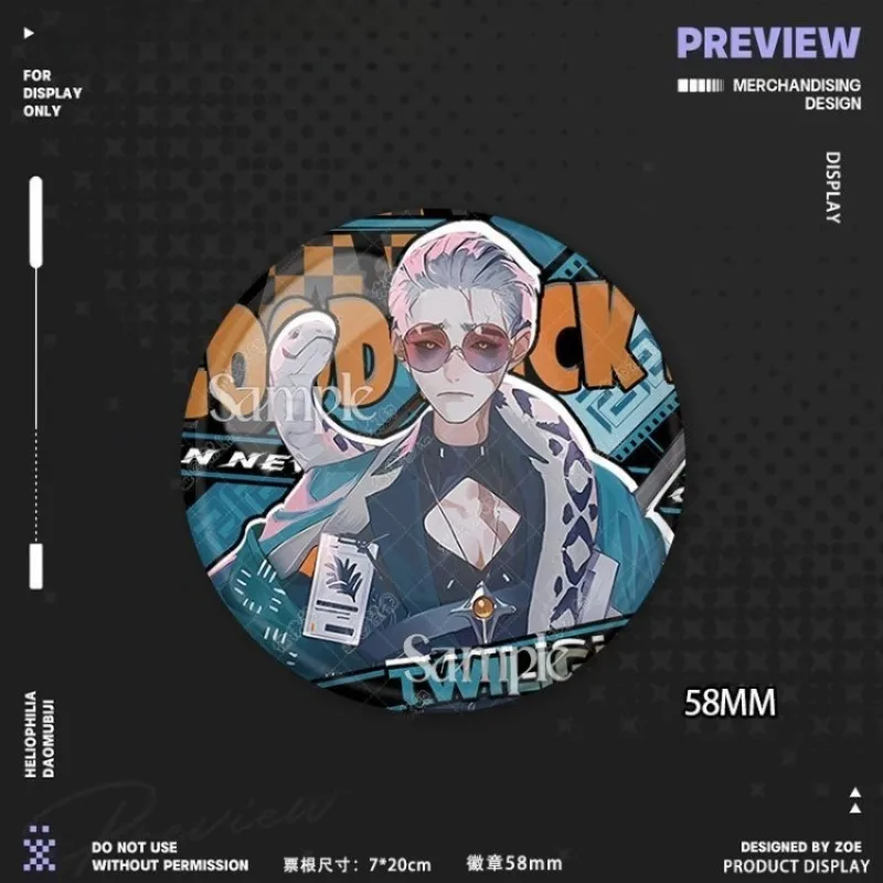 Identity V Cyberpunk Series Badge Night Watch Psychologist Patient Metal Brooch 58mm Tinplate Pin Collectible Gift for Game Fans