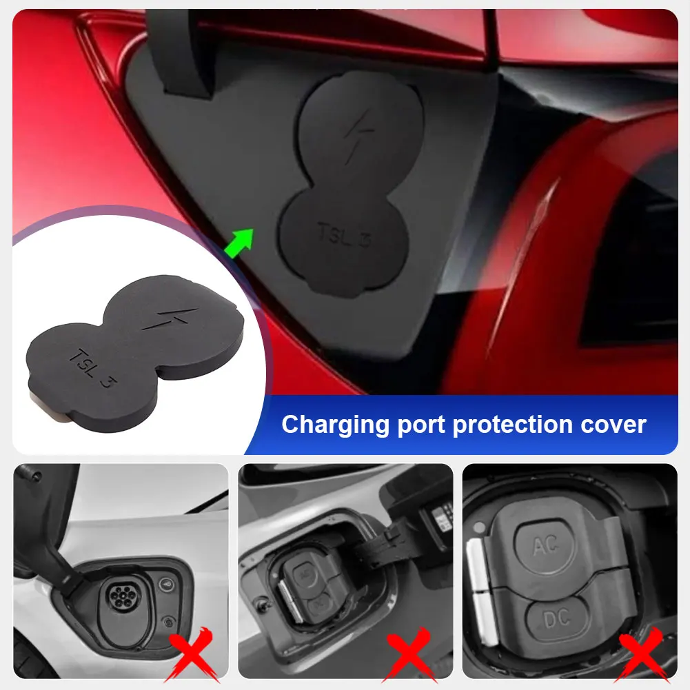 Silicone Car Charging Port Plug Protective Cover European Standard Port Plug Cover Port Cover Waterproof Cap for Tesla Model 3/Y