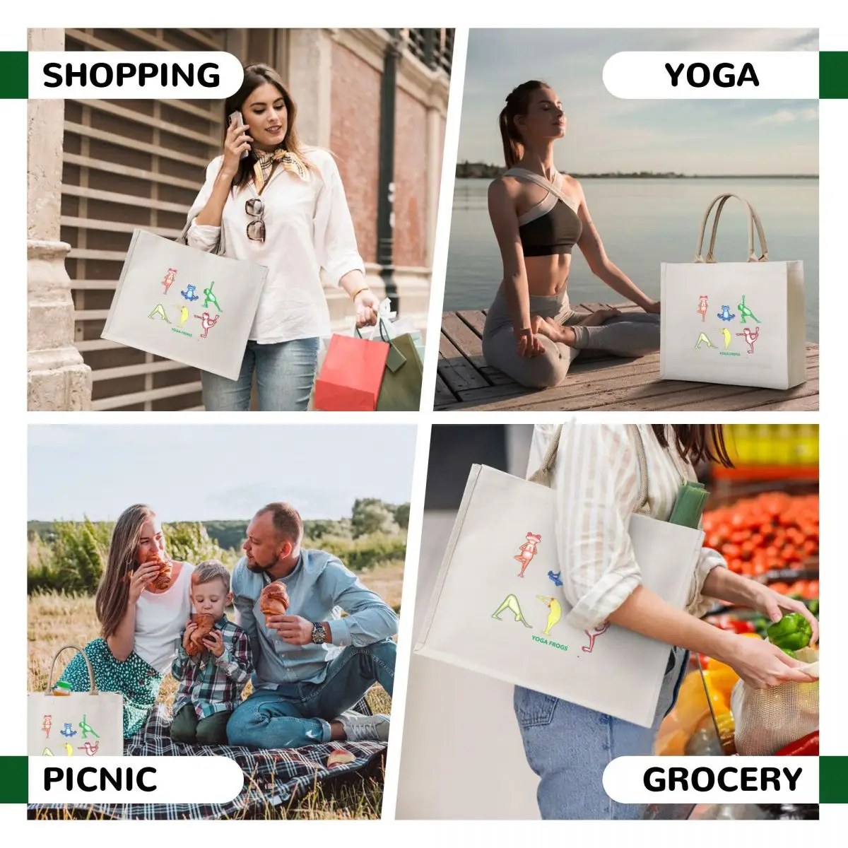 Yoga Frog Buddies Tote Bag sac pour femme shopper bag women the tote bag Candy bags