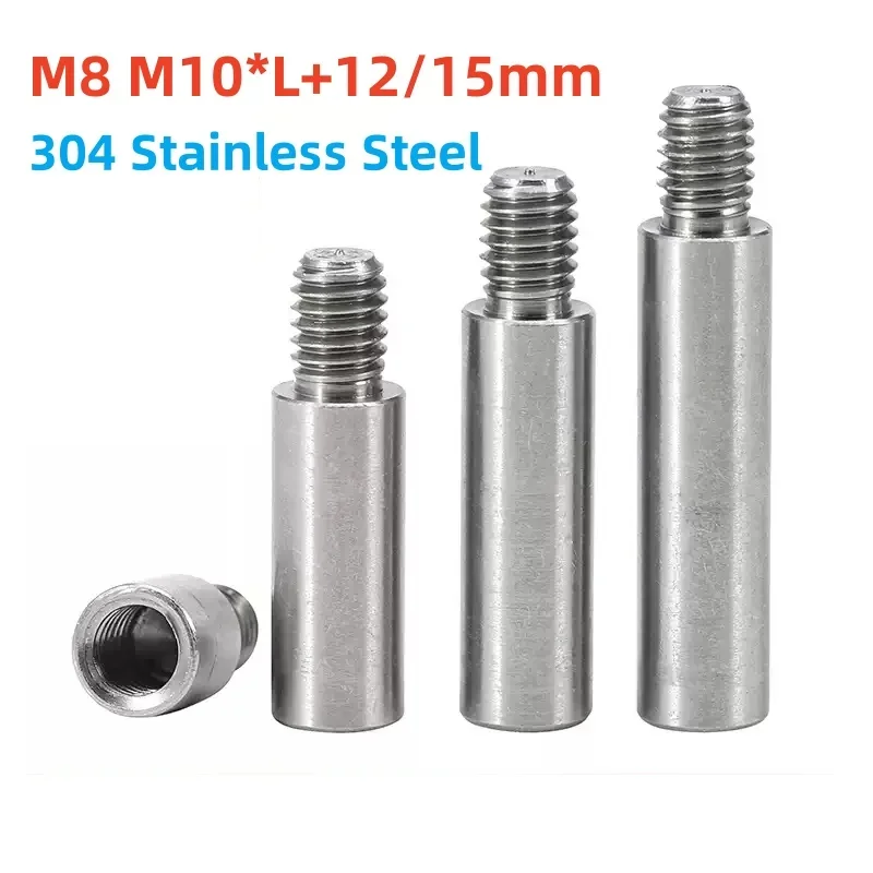 M8 M10*L+12/15mm 304 Stainless Steel Threaded Pillar Round Spacing Screw Single Head Column Length: 15-100 mm