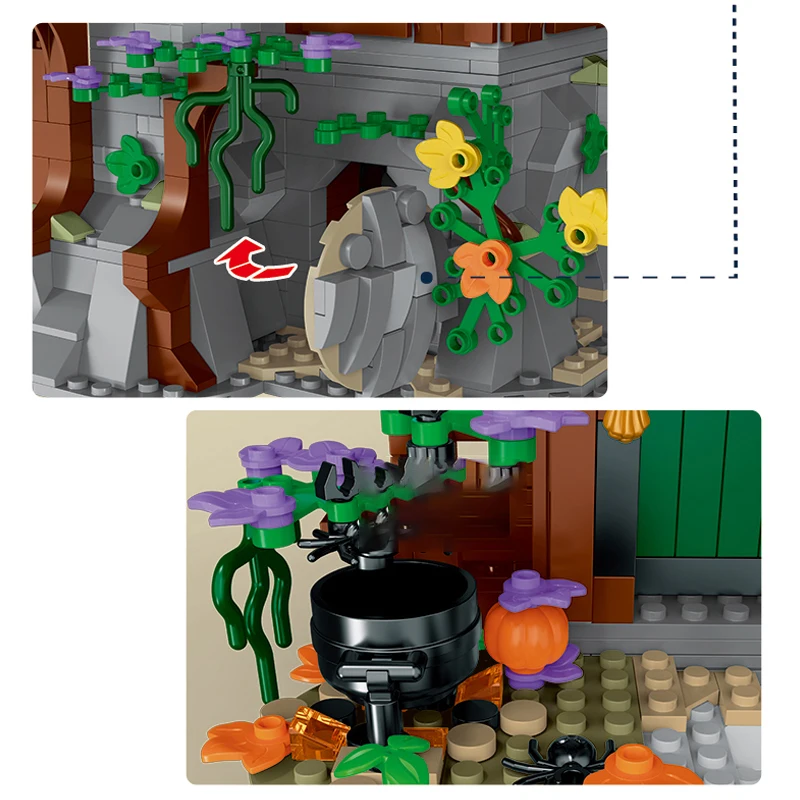 Klemmbausteine 1964PCS Mittelalterliche Hexe Haus Gebäude Set Stadt Architektur Modulare Gebäude Block Montage Modell Kit Kreative Spielzeug Erwachsene Geschenke