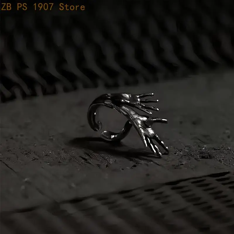 Modern Gothic Skeleton Hands Ring Unisex Alloy Jewelry Edgy Accessory For Casual And Special Occasions 55KA