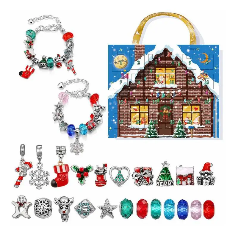 Christmas Jewelry Advent Calendar kit Christmas Bracelet for 24 Days Countdown Festive Atmosphere Enhancer Jewelry Crafting Kit