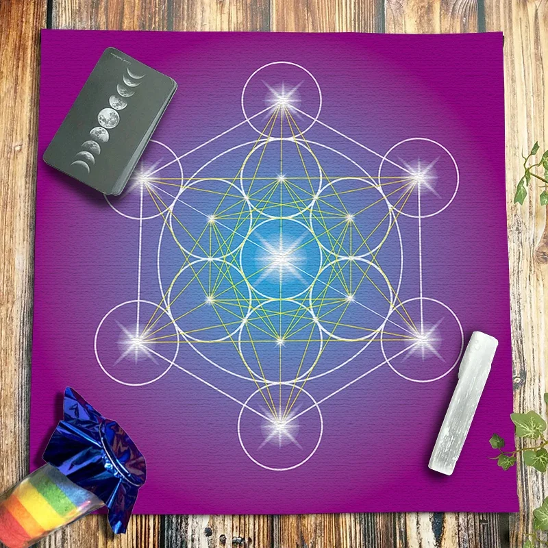 Velvet Tarot Tablecloth Pagan Altar Cloth Witchcraft Divination Astrology Oracle Card Pad Sacred Geometry Metatron Cube