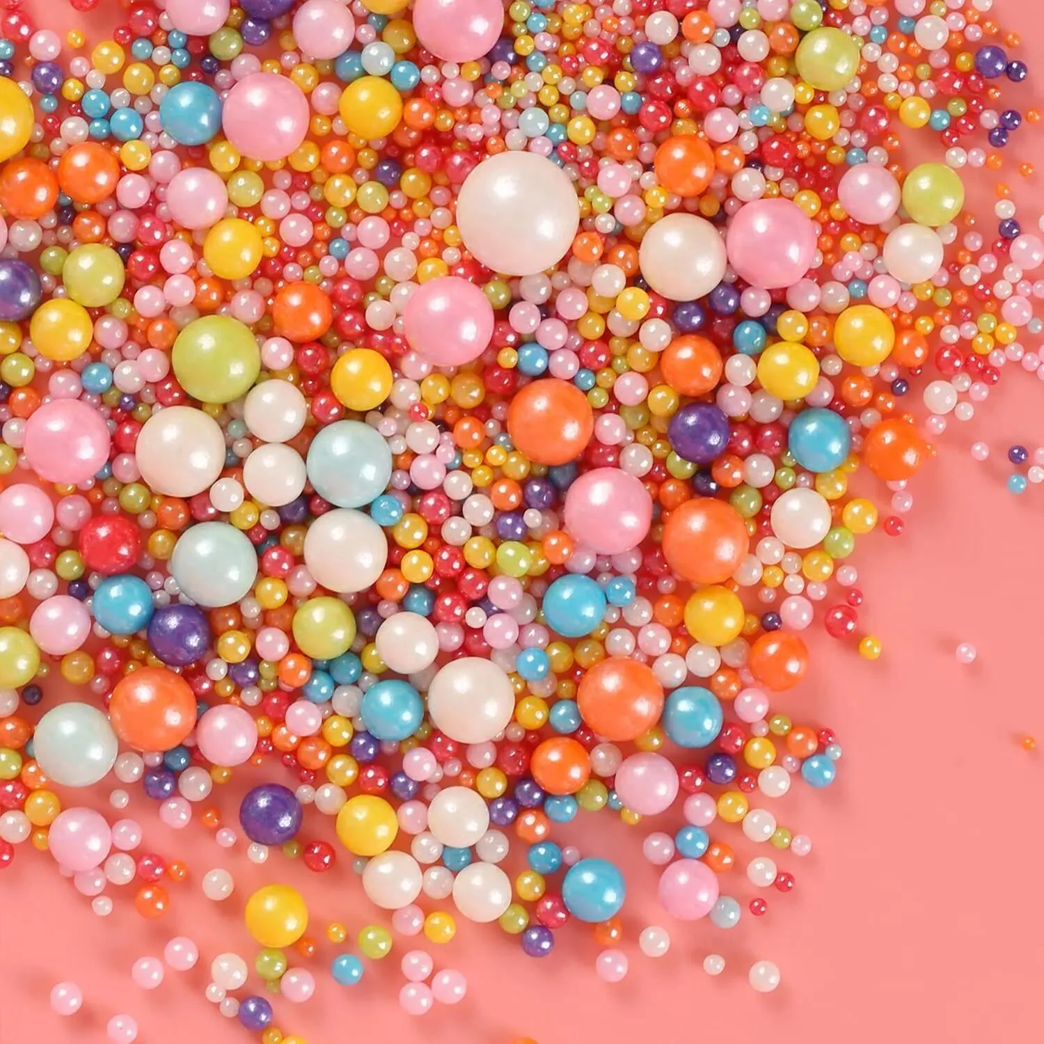 Bunte Perlenstreusel, Kuchendekoration, verschiedene Größen zum Backen von Kuchen, Cupcakes, Keksen – Muttertags- und Geburtstagsparty-Zubehör, 130 g/4,58 Unzen – Detail 10